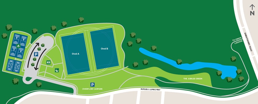 Silver Jubilee Park grounds map showing field locations